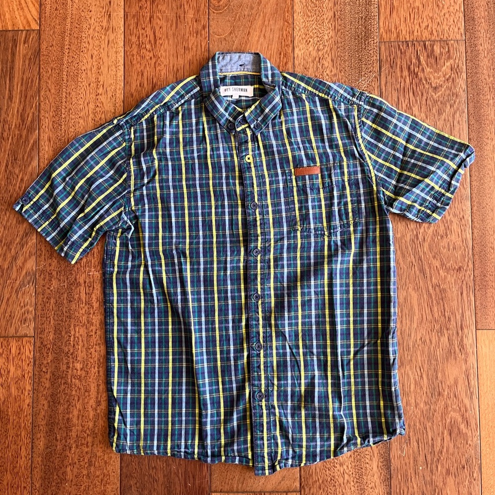 Ben Sherman Blue and Yellow Casual Button Down Shirt
